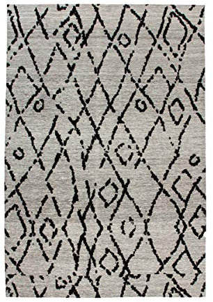 KADIMA DESIGN Jacquard-gewebter Flachflorteppich Iver 120 x 170 cm Grau/Schwarz 70% Baumwolle, 30% Polyester-Chenille Handgewebt