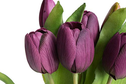 Nova-Nature künstliches Tulpenbündel Sally mit 4 Tulpen und 3 Tulpenknospen real Touch (aubergine)