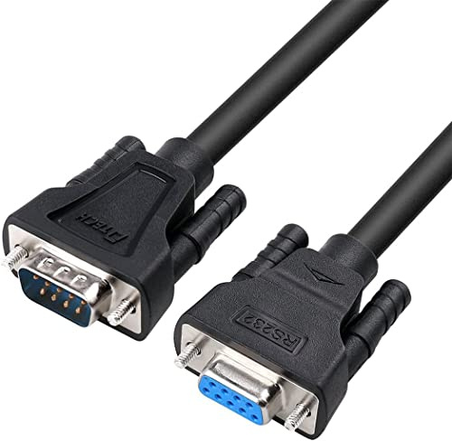 DTECH DB9 RS232 Serielles Kabel Stecker auf Buchse Null modem kabel | Full Handshaking 7Draht Crossover für Daten kommunikation (1,5 m, Schwarz)