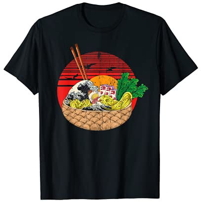 Vagues Coucher Du Soleil Bol De Nouilles Kawaii Ramen T-Shirt
