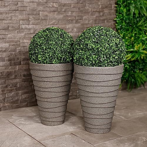 CHARLES BENTLEY Trojan Round Planters Set of 2, H56 x L38 x W38cm