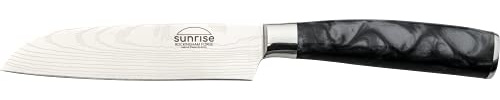 Rockingham Forge Santokumesser, Sunrise Kollektion, 12cm, Schwarzer Harzgriff, Klinge aus Rostfreiem Stahl, Edelstahl, Geschenkverpackung, RF-2104BK