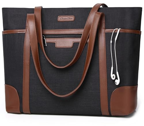 Chase Chic Handtasche Damen,15,6 Zoll Laptoptasche Schultasche Braun | Wasserdicht,mit Gepäckband,mit Vielen Fächern,Arbeitstasche für Business Schule Einkauf