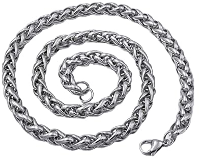 ANAZOZ Kette Herren Edelstahl 75 cm, Halskette für Anhänger Männer 7,5mm Breit Weizenkette Silber