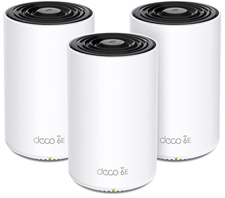 TP-Link Deco XE75 Pro Router Mesh WiFi 6E, AXE5400Mbps Tri-Band, Nuova Banda da 6 GHz, Porta Ethernet da 2,5 Gbps, AI Mesh, Ripetitore WiFi, Access Point, Alexa, 3 Pezzi con Copertura fino a 670㎡