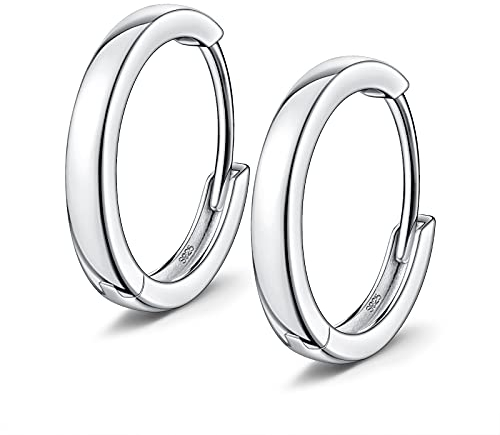 ANNA NUCCI Creolen Ohrringe Für Damen Herren, Ohrringe 925 Sterling Silber Vergoldet, Schmuck Creolen Silber 925, Muttertagsgeschenk für Mama, Geschenke Für Frauen Männer, 10mm