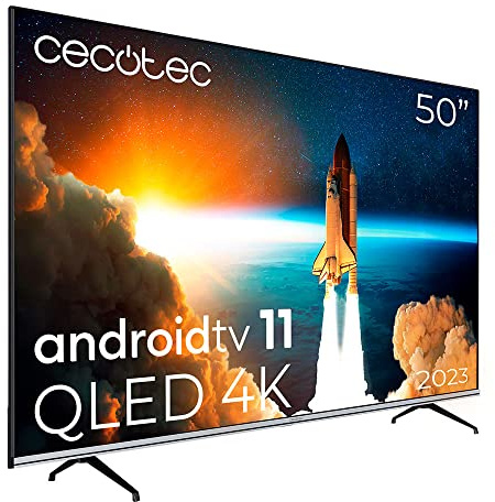 Cecotec QLED 50 Smart TV V1 Série VQU10050S. 4K UHD, Android 11, Frameles Design, MEMC, Dolby Vision et Dolby Atmos, Large Gamme de Couleurs, modèle 2023