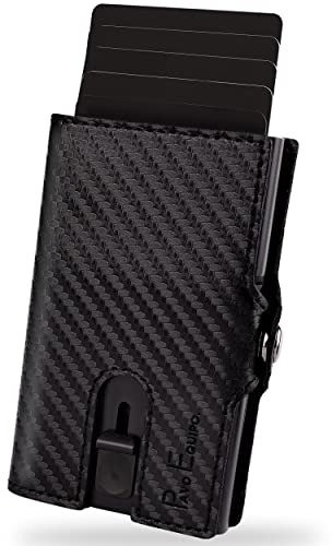 PAVO EQUIPO Slim Wallet | Slim Wallet mit Münzfach | Kartenetui | Kartenetui mit Geldclip und Münzfach | Geldbörse | RFID Schutz | Mini Portemonnaie | inklusive Geschenkebox (Carbon)