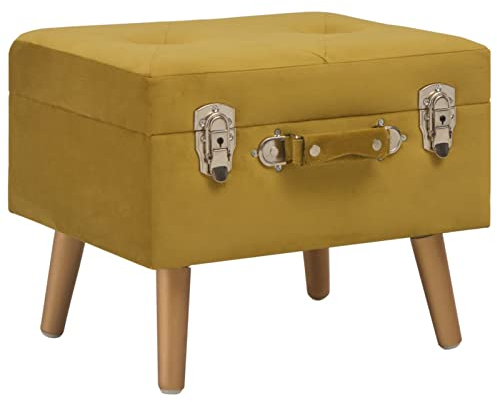 Chusui Hocker mit Stauraum, Sitzhocker, Fußhocker, Sofahocker, Fuß Hocker, Couch Hocker, Stool, Footstool, 40 cm Senfgelb Samt