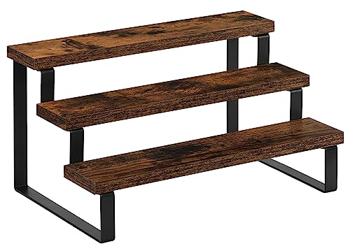 YINMIT Wooden Perfume Organizer, Tiered Cologne Organizer for Men, Black Cologne Stand Perfume Stand, Risers Display Stands for Perfume, Makeup, Cupcake, Dessert, Party (3 Tier Retro, 11.8 In)