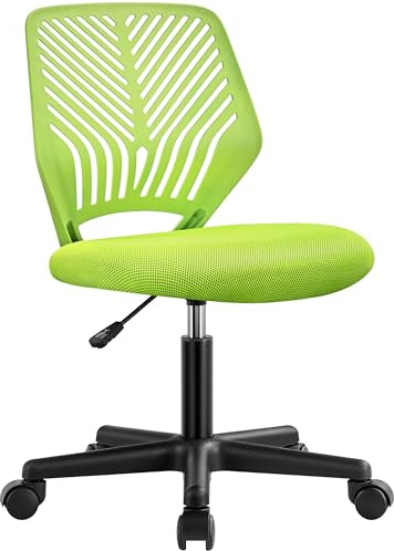 Yaheetech Bürostuhl ohne Armlehnen ergonomisch Schreibtischstuhl Grün | Drehstuhl mit Rücklehne Arbeitsstuhl höhenverstellbar 50 x 55 x 79-92 cm 136 kg belastbar