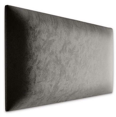 Muralo Panel acolchado de pared de terciopelo, panel acolchado de tela, decoración para dormitorio, salón, cama, cabecero de cama, cojín lumbar, moderno y lujoso, panel acolchado (gris, 60 cm x 30 cm)