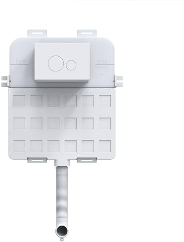 MEJE M5103F# - Cassetta per WC a parete, a risparmio idrico a parete, doppio risciacquo, colore: Bianco