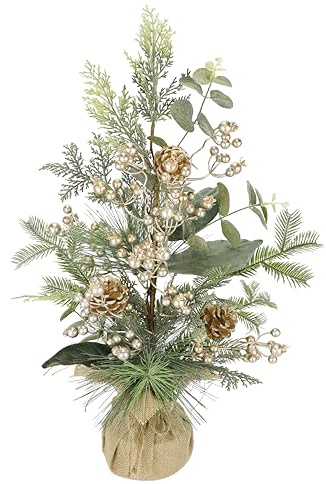 Flair Flower arrangemang av gran bär/kottar i kruka jularrangemang julblommor konstgjord blomma vinterblomma växt grenar arrangemang juldekoration bordsdekoration jul gran