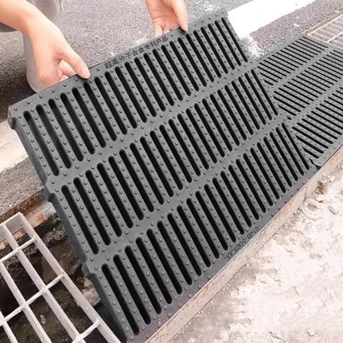Caniveau Exterieur Grille de Drainage Tranchée de drainage de cour, grilles de canal de couverture de drain de sol durables de 20/30/40 cm de large for les terrains de sport, le garage de stationnemen