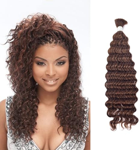 Cheveux Humains 18 Pouces pour Tresses - Extensions en Vrac Deep Wave Boho Sans Trame - Micro Tresse 100 Grammes