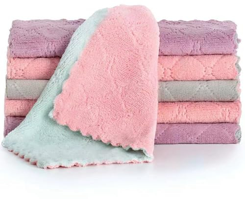 Eleutheromania 10 Chiffons Microfibres Cuisine Chiffons de Nettoyage, Chiffons de Nettoyage universels pour Cuisine, Salle de Bains (15 * 25)
