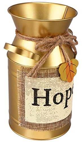 Zerodeko 1pièce Vase Décoratif Doré Forme De Seau à Pot à Lait Créatif avec Imprimé De Lettres pour Décoration Intérieure Style Hope