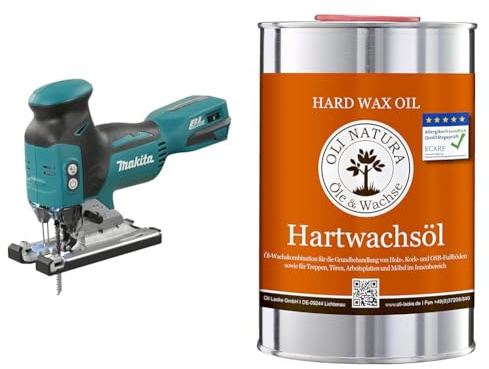 Makita DJV181Z Akku-Pendelstichsäge 18 V (Akku und Ladegerät NICHT im Lieferumfang enthalten) & OLI-NATURA Hartwachsöl, geprüft Allergikerfreundlich, lebensmittelecht-zertifiziert, 1L, farblos - natur