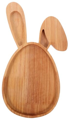 ABOOFAN Rabbit Shape Wooden Serving Tray Easter Plate Delicate Wood Plate Wood Desktop Tray