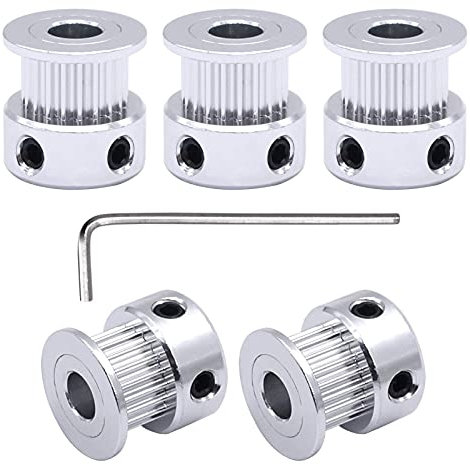 EAMOM 5 stücke Silber 6,35mm(0,25) Bohrung 20 Zähne GT2.Gürtelscheibe für 3D-Drucker 6mm Breite 20T Zahnriemen-Aluminium-Riemenscheibe (Size : 6.35mm)
