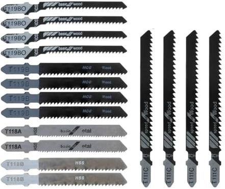 XWTOOL 16-teiliges Stichsägeblatt-Set Stichsägeblatt Metall Holz Verschiedene Klingen for Schneiden von Holz, Kunststoff und Metall T119BO/T119B/T111C/T118B/T118A