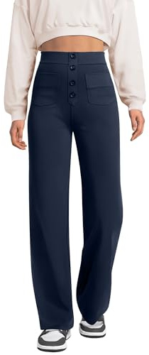 keriffe Pantalones de vestir de pierna recta para mujer, pantalones de