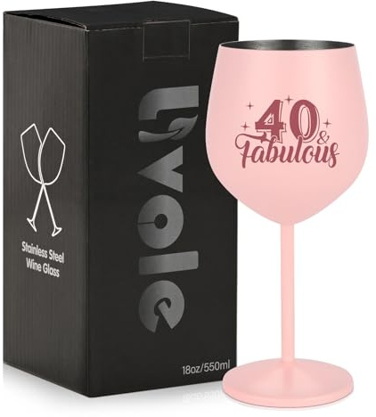 Livole 40th Birthday Gift for Women & Mum's Fabulous 18oz Wine Glass for Wedding Anniversary Party Decorations