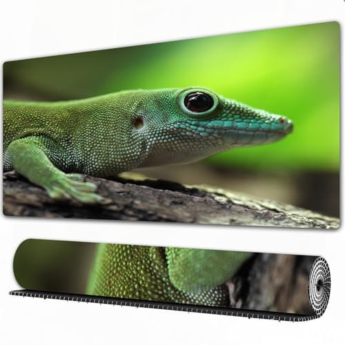 EOMKSE Mauspad Verlängertes großes Mauspad Schreibtischauflage,genähte Kanten Mauspad,Gummibasis,Kochs Riesen-Taggecko (Phelsuma madagascariensis Kochi),Gaming-Mauspad,40x75 cm