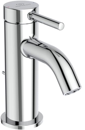 Ideal Standard BD845AA Ceraline Nuovo Waschtischarmatur mit Ablauf, Bad-Wasserhahn mit Auslauf, Mischbatterie Waschbecken, Wassersparend, Chrom