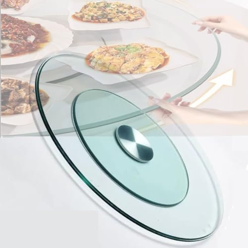 QSPNVFB Vassoio da Portata in Vetro Temperato, 80cm Lazy Susan Piano Girevole per Tavolo da Pranzo, Grande Giradischi Piatto da Portata Girevole Rotondo(31inch(80cm))