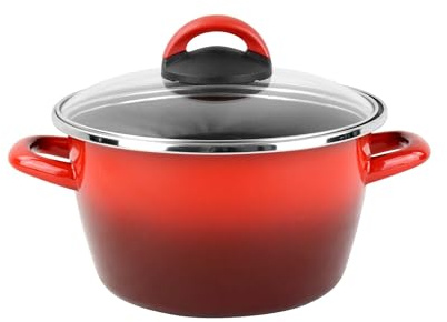 Magefesa Olla 'Sfumato Rosso' Ø16cm CON tapa de vidrio color rojo