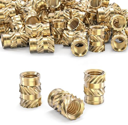 M4 Gewindeeinsatz,50 Stück Einpressmuttern,Messing Einbettung Muttern Rändelmuttern,M4×8.1×6.3 mm,Threaded inserts für Kunststoffteiledurch Wärme oder Ultraschall in 3D-Drucker Teile