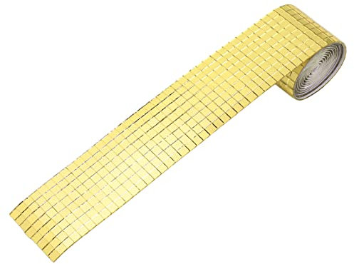 1600 Stück Glasaufkleber, Selbstklebend, Spiegel-Mosaik-Blatt, Selbstklebender Mosaik-Quadrat-Glasfliesen-Aufkleber für Heimdekoration (Gold)
