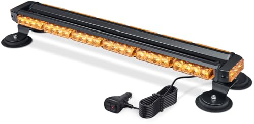 Fxlpower 71cm Gyrophare Magnetique Orange LED, Jaune LED Avertissement avec 20 Aimants Puissants pour Véhicules de Cconstruction Chariot Élévateur Tracteur Remorque Chasse-Neige