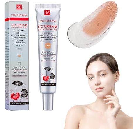 Crema CC Con Centella Asiatica, Color Correcting Creme CC Color Correcting Con Centella Asiatica, Primer Pre-Trucco Multiuso Crema Solare Correttore Idratante, Aumenta La Luminosità(Scuro)