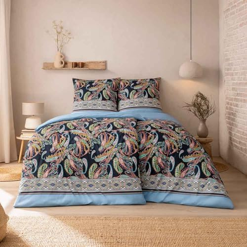 Estella Mako Interlock Jersey Bettwäsche Siena Indigo 1 Bettbezug 135 x 200 cm + 1 Kissenbezug 80 x 80 cm