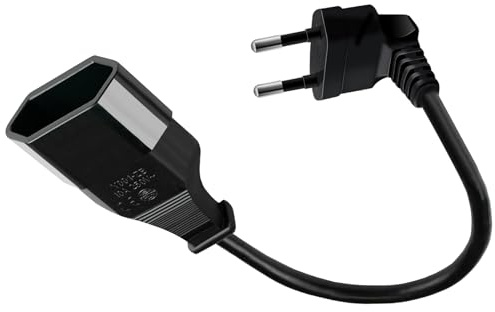 Eurostecker Verlängerung Netzkabel, Verlängerungskabel mit Eurostecker 90 Grad Kurz, Flachstecker 2,5A/250V Stromkabel Typ-C Euro Stecker auf Typ-C Euro Buchse, für TV, Monitor, Lampen - Schwarz