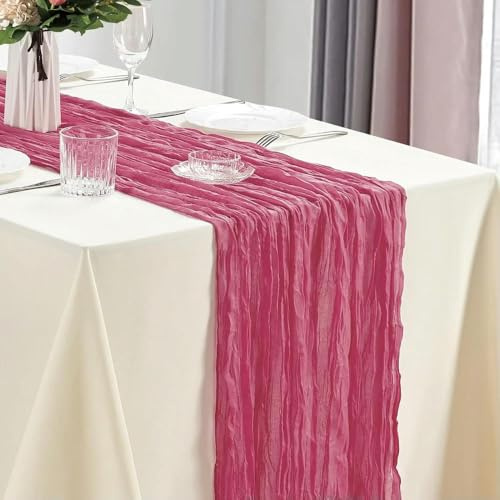 FZBANG Lot de 10 chemins de Table en Gaze 40 x 270 cm pour Mariage, fête prénuptiale, Anniversaire