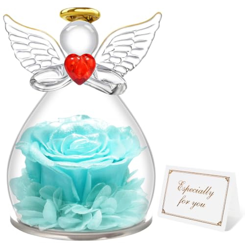 Miofula Rosa Stabilizzata Regalo Donna,Rosa Eterna Angelo Regalo Mamma Nonna Fidanzata, Fiori Stabilizzati Regali Donna Compleanno Anniversario, Rose Stabilizzate Angel Regali Natale Festa della Mamma