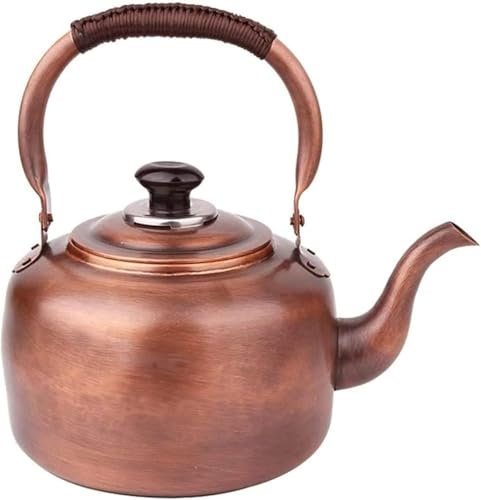 Bouilloire sifflante vintage en cuivre pour cuisinière, capacité de 7 L, chauffage rapide, sifflet puissant, prise en main confortable, idéale pour les cuisinières à gaz, design élégant et poignée