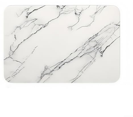 Estera de baño de piedra de diatomita, 60X40CM PU antideslizante de secado rápido alfombra de baño absorbente almohadilla de agua para baño tina piso cocina mascotas (blanco)