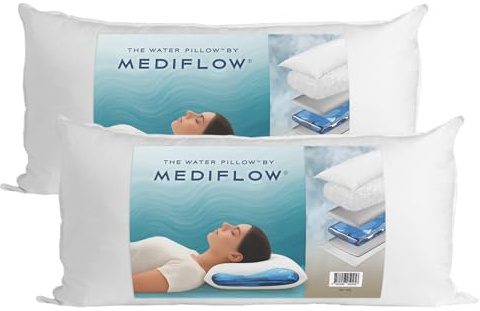 Mediflow Daunen Alternative Wasserkissen - Verstellbar zur Linderung von Nackenschmerzen, Seiten-, Rücken- und Bauchschläfer, Der ursprüngliche Erfinder des Wasserkissens (40 x 80 cm 2er-Set)