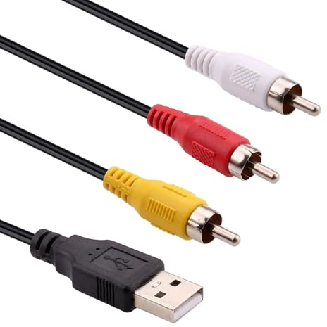 USB to RCA Cable 5FT, USB 2.0 A Female to 3 RCA Female Adapter Cord AV Composite Cord for DVDs, Digital Cameras, Camcorder Connecting to TV/PC/Computer