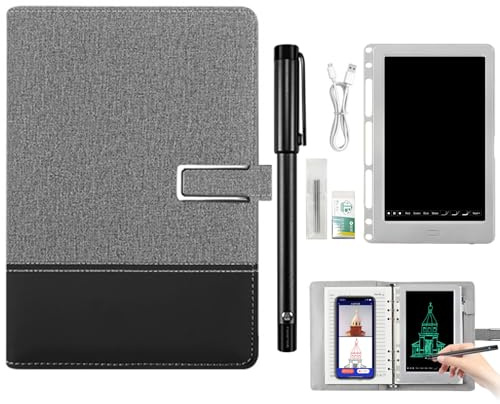 Syncify Digital Sketchbook with A5 Erasable Paper Refill + 3 Spare Refills, Smart Syncify Pen Writing Board Set, Smart Pen Notebook for Digitizing Drawing Writing Note-Taking Compatible,Gray Black A