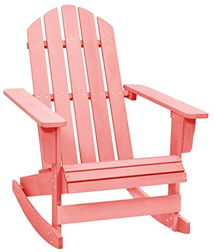 HaoChrymec Adirondack-Schaukelstuhl aus Massivholz Tanne, Ergonomisches Design, Relaxsessel Garten, Schaukelsessel für Balkon, Gartenmöbel, Rosa, 70 x 91.5 x 92 cm