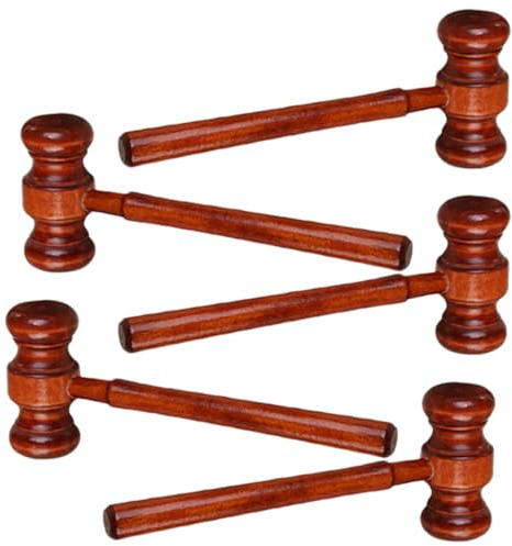 SHERCHPRY 5Pcs Wooden Judge Gavel Set, Mini Role Play Court Hammer , ’s Wooden Auction Hammer for Lawyer and Judge Cosplay