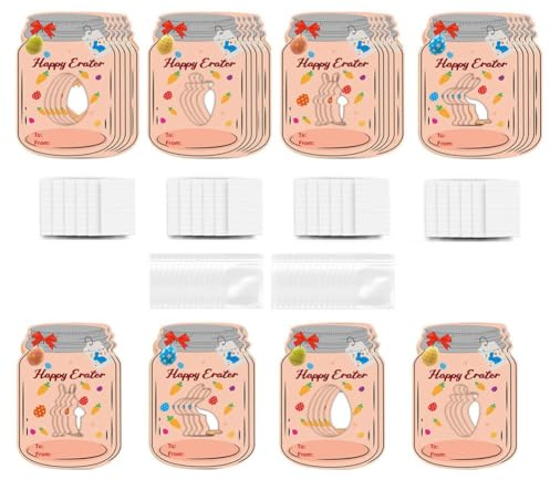 Buhdjfnke 24PCS Kit di Biglietti di Pasqua per Bambini, Colorate Jar Auguri di Pasqua, Kit di Biglietti per la Festa di Scambio Della Scuola.