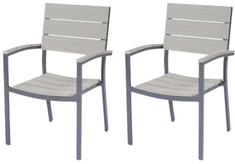 DELUKE Gartenstuhl 2er Set MIRA - Kunststoff, Anthrazit | Stapelstuhl Wetterfest Gartenstühle Outdoor Essstühle