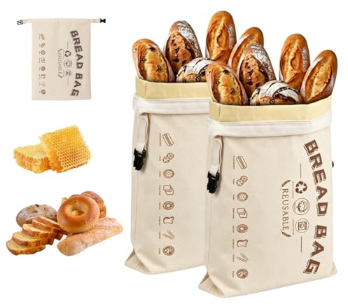Brotmeister Brotbeutel BienenMBachs,Brotmeister BienenMBachsbeutel,MBiederverMBendbare,43×33cm,Natürliche BaumMBolle Brottasche zur Frischhaltung & AufbeMBahrung von Brot